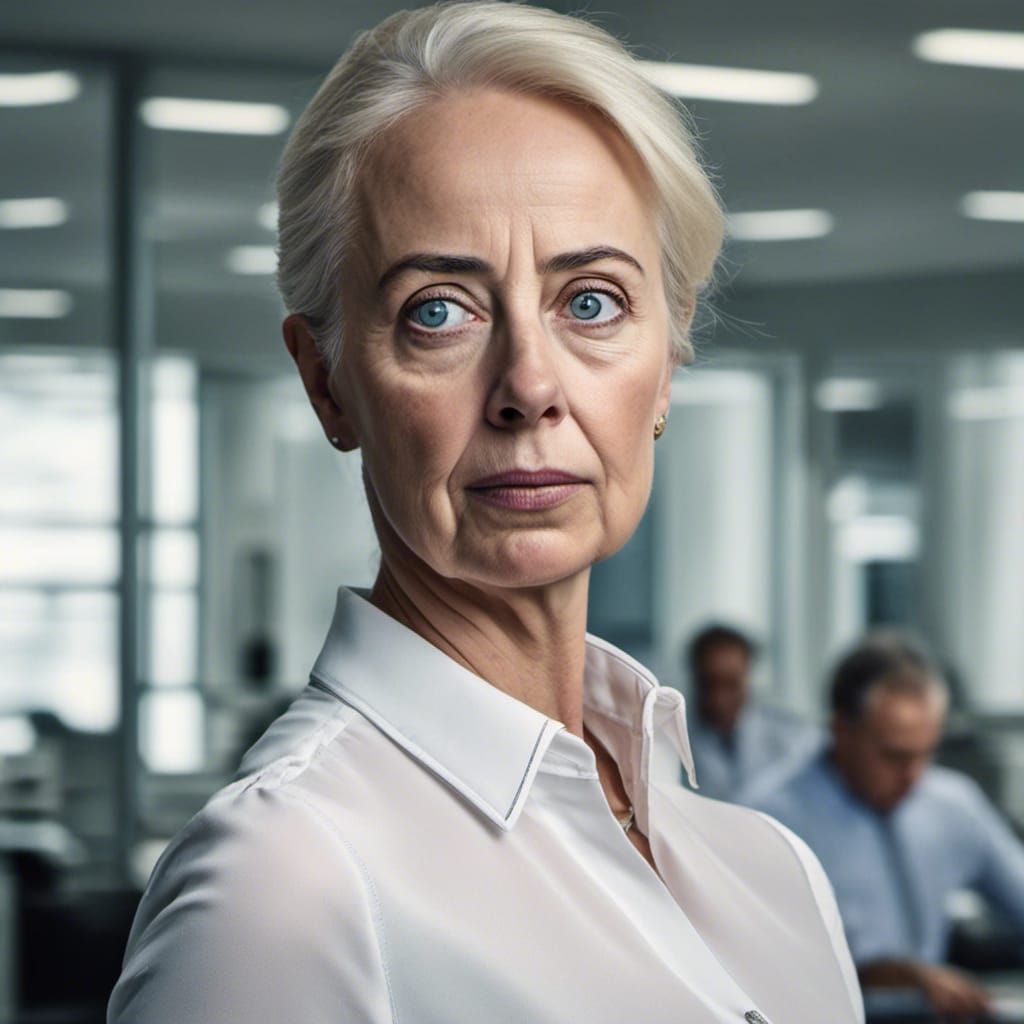 Beautiful Blond Woman in Office Portrait