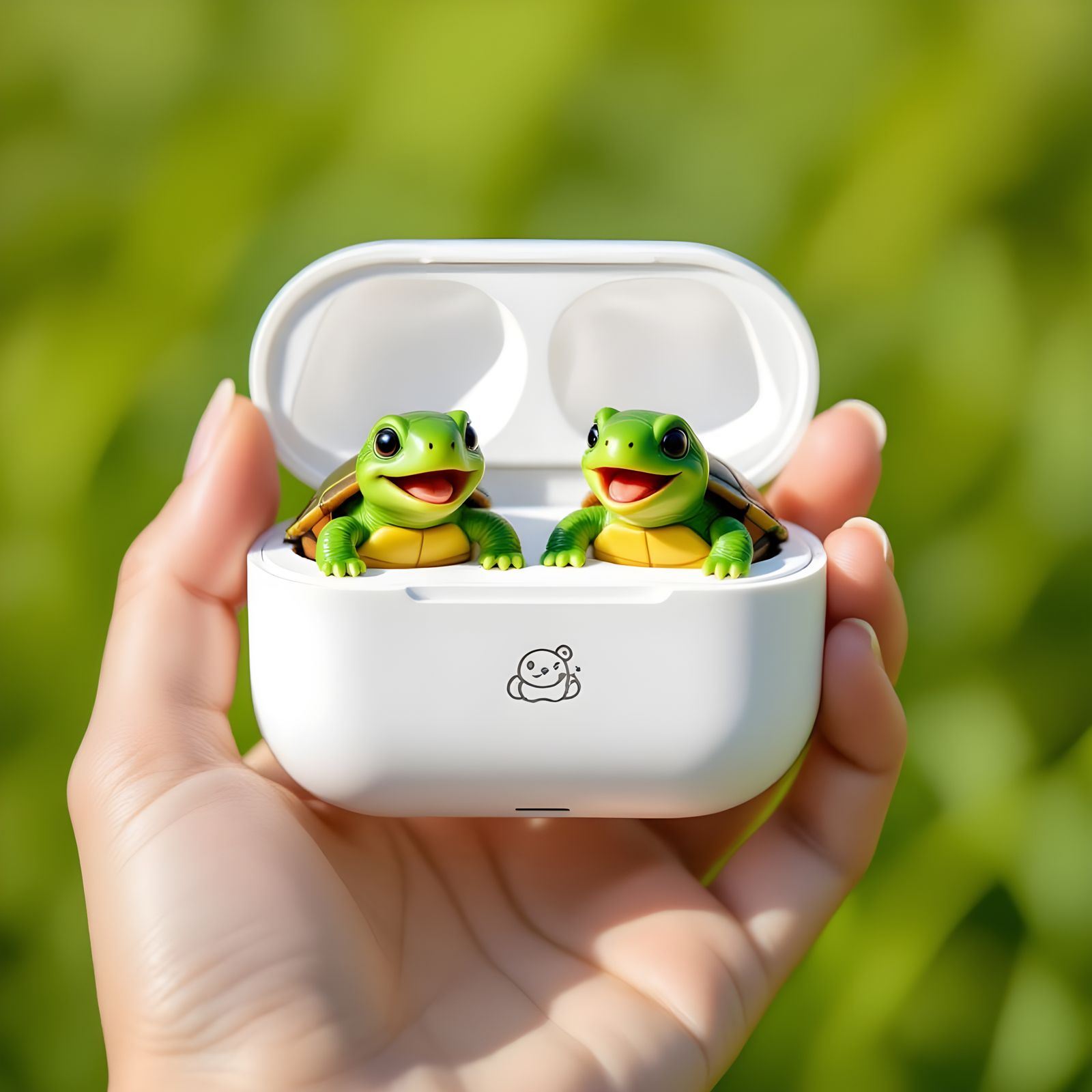 Turtle Earbuds: Surreal Photorealistic Animal-Themed Design