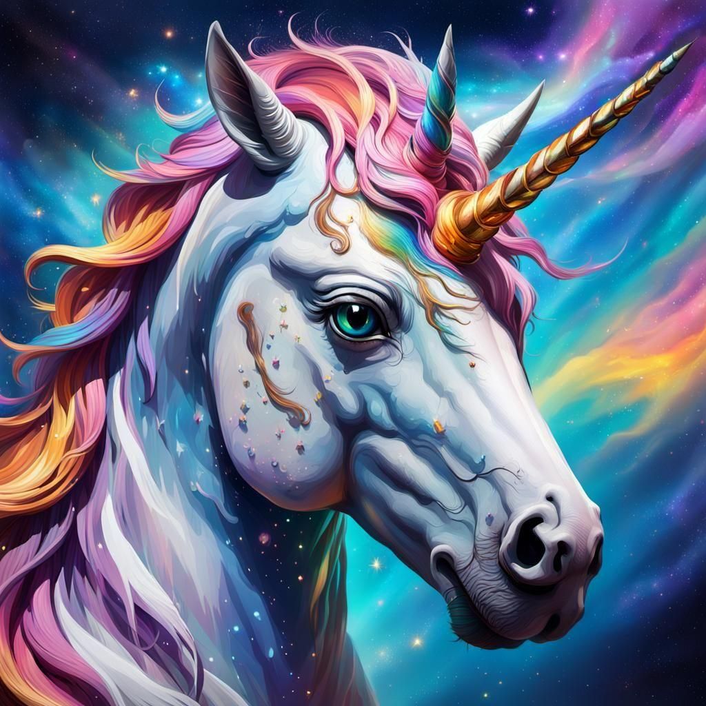 Hyperrealistic Unicorn Galaxy in Splash Art Style