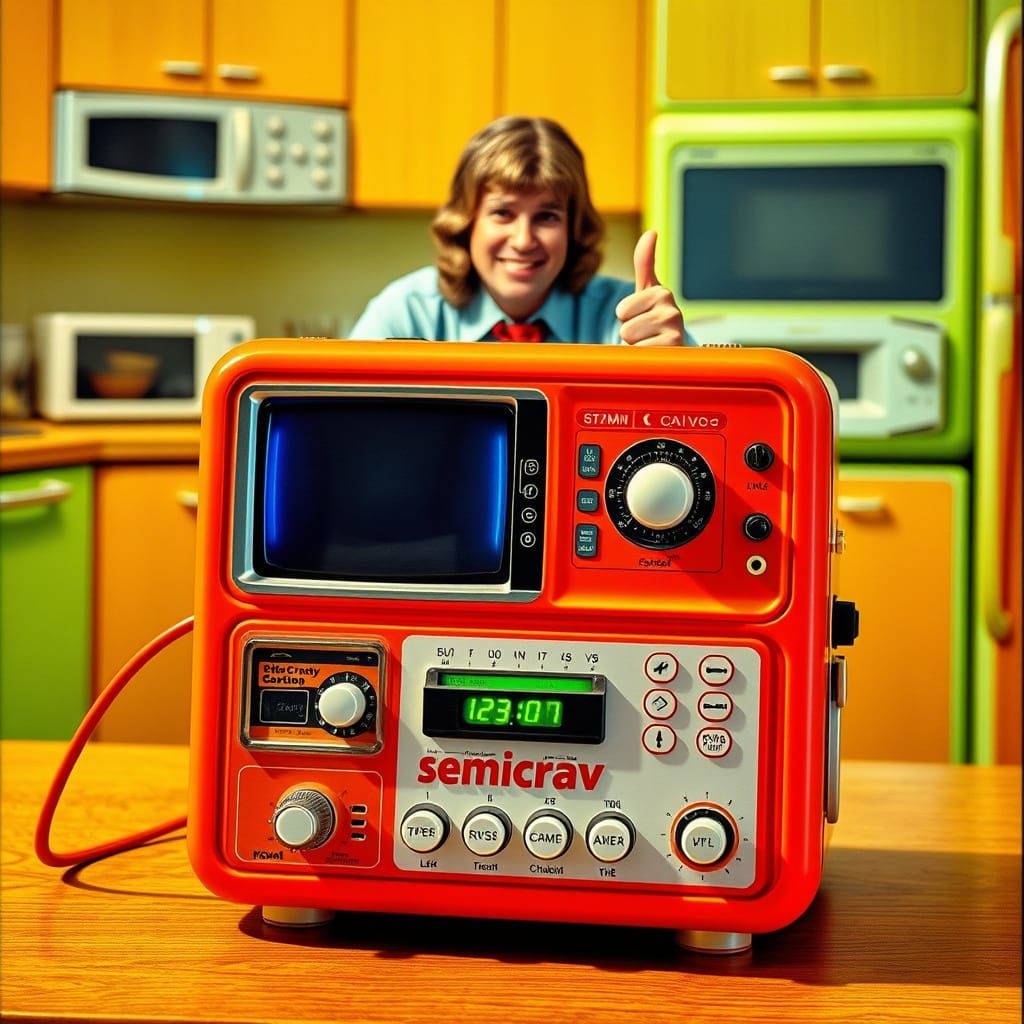 Retro-Futuristic Gadget from the 1970s in Vibrant Colors