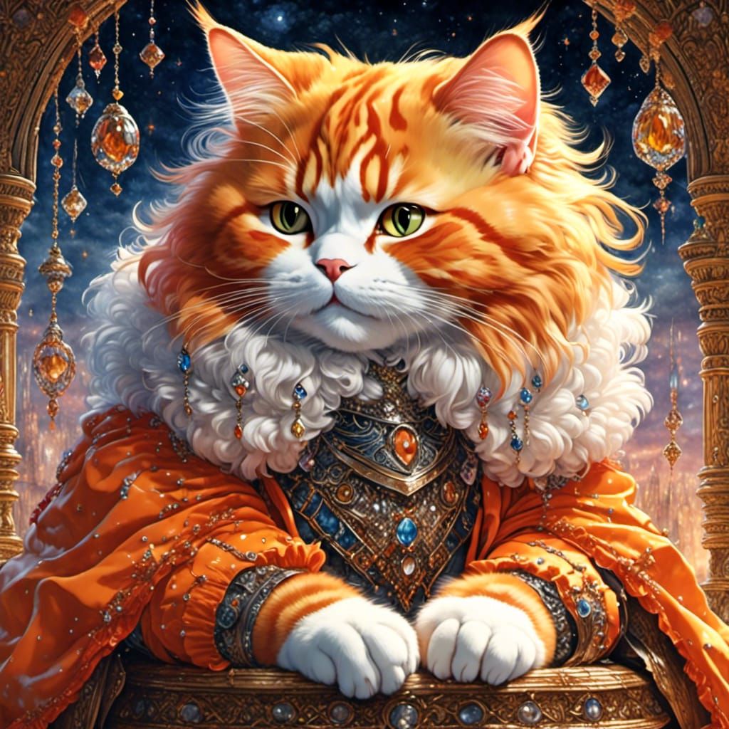 Jeweled Cat Knight: Epic Digital Matte Painting
