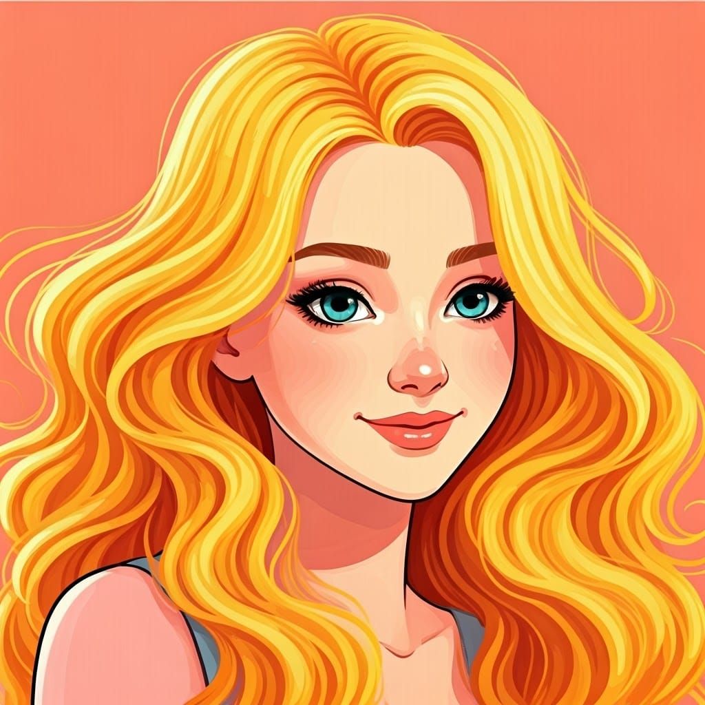 Yellow-Haired Girl Portrait in Dreamy Digital Art Style