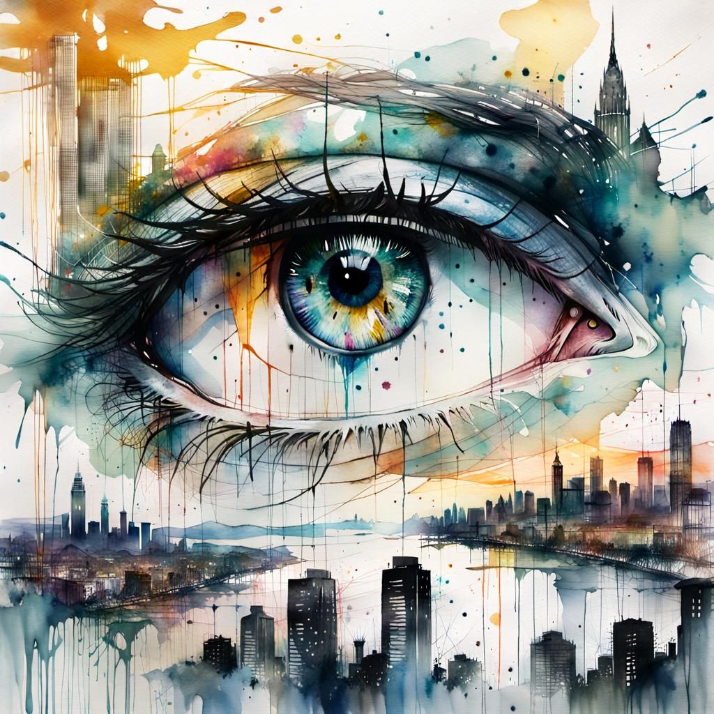 Beryl Eye Reflects City in Art Brut Style