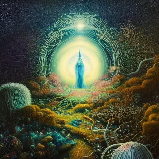 Mystical Ghost in Surreal Eerie Starry Night