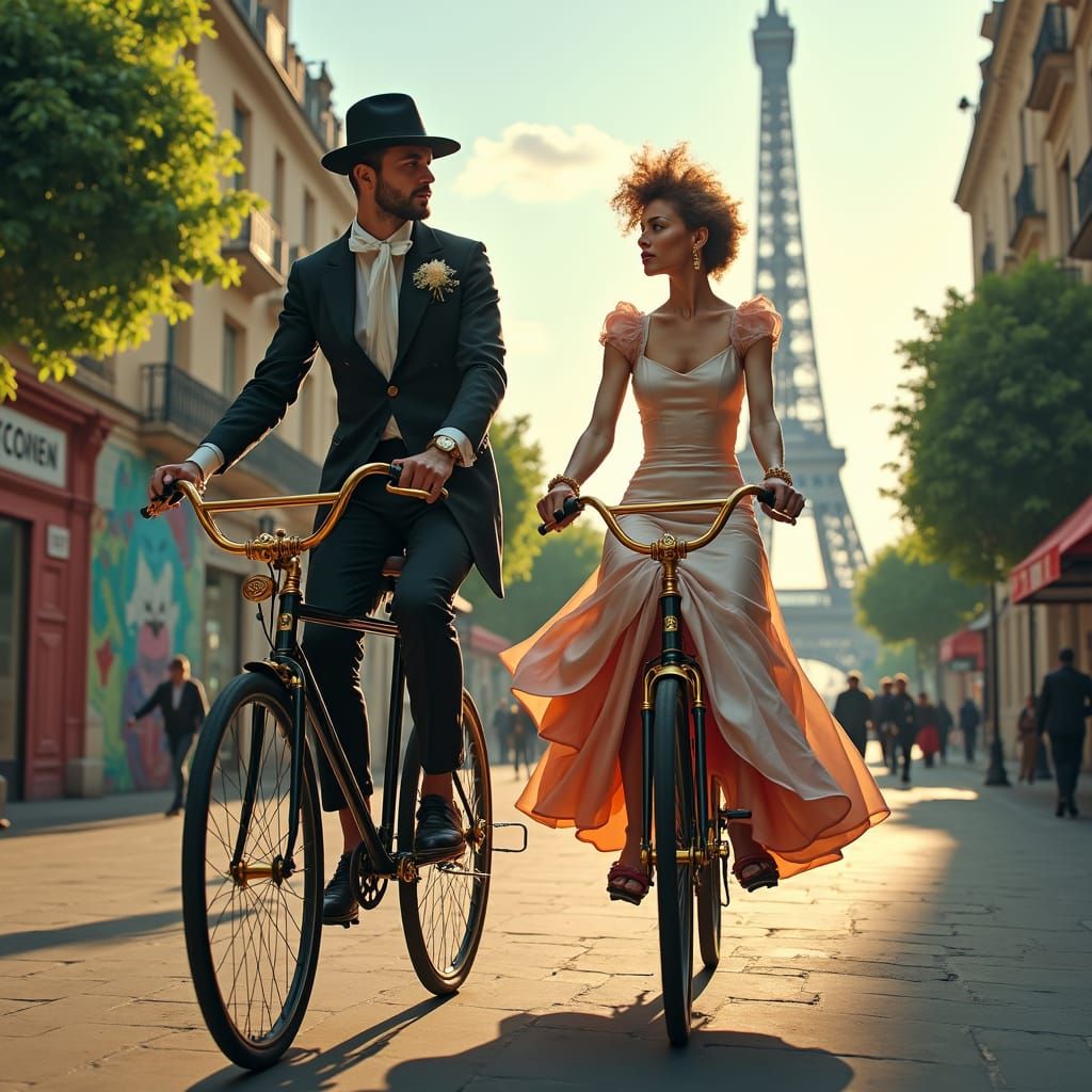 Vintage Bicycles in Paris, Fantasy Art
