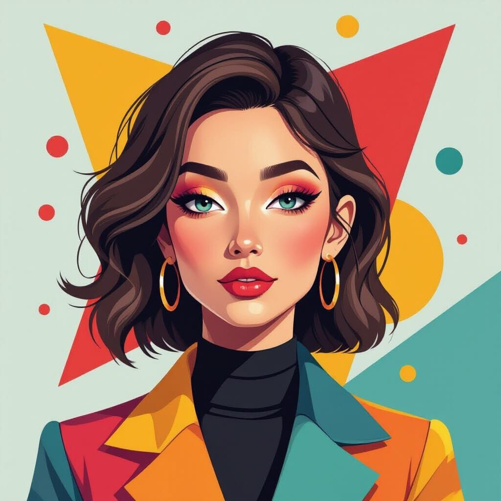 Vibrant Geometric Portrait in Digital Art Style