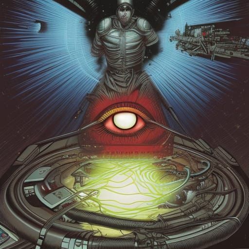 Mechanical Eye Crying Blood: Comic Book Art