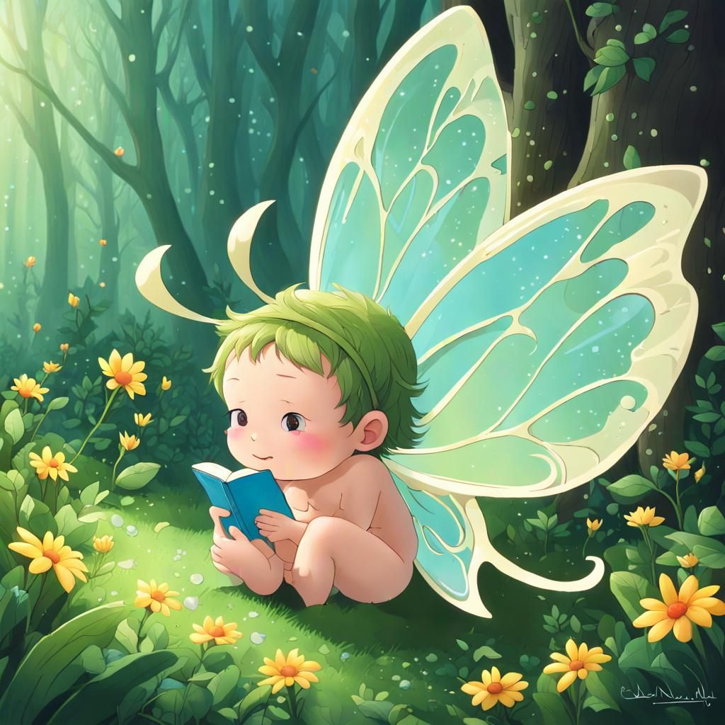 Whimsical Butterfly Child Emerges in Magical Forest
