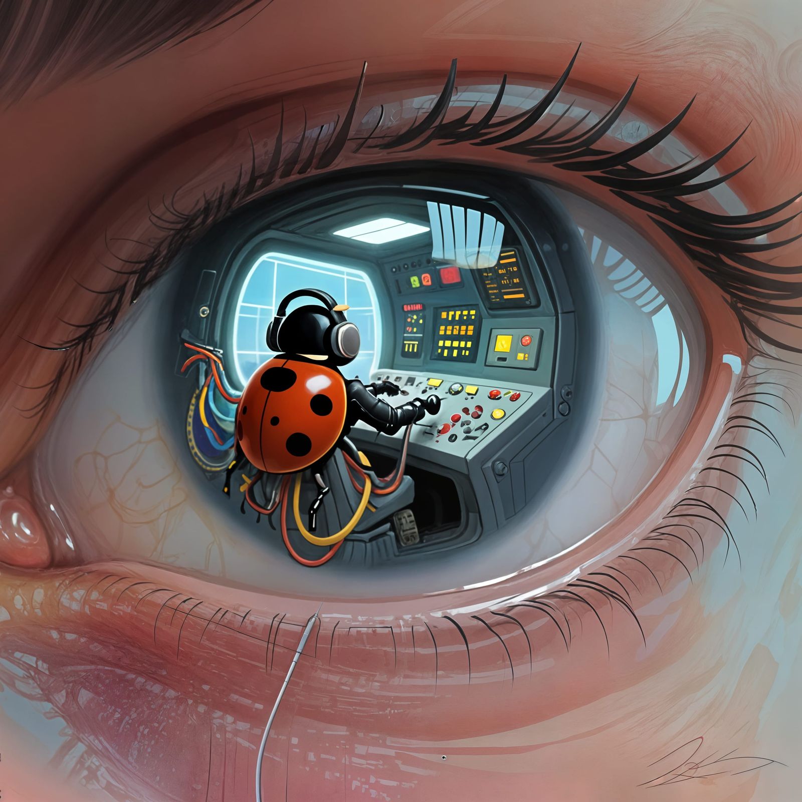 Ladybug Pilot Controls Human From Within Eye
