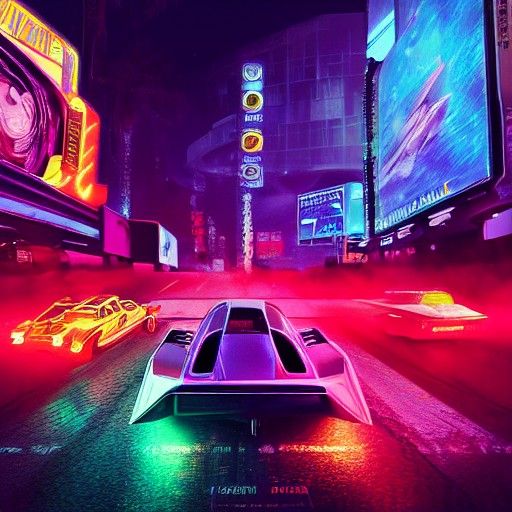 Cyberpunk Street Race on Neon Hollywood Boulevard