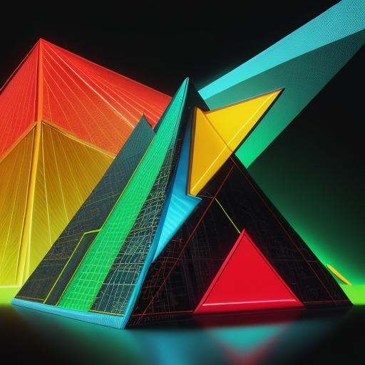 Vibrant Geometric Abstraction in Hyperrealistic Digital Art