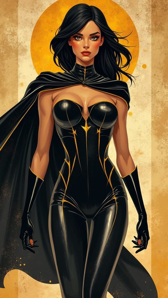 Sleek Superheroine in Art Deco Style