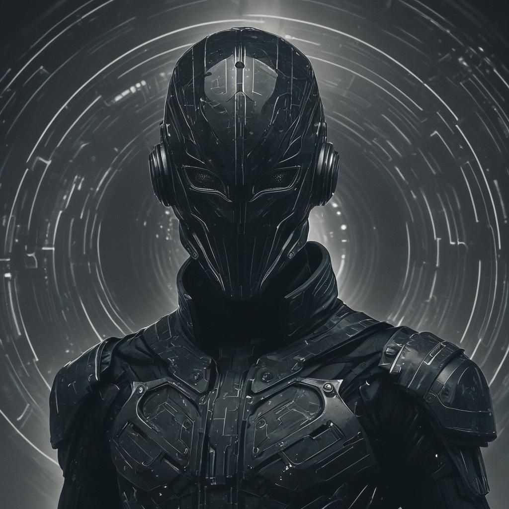 Cyberpunk Cyberknight in Art Nouveau Style