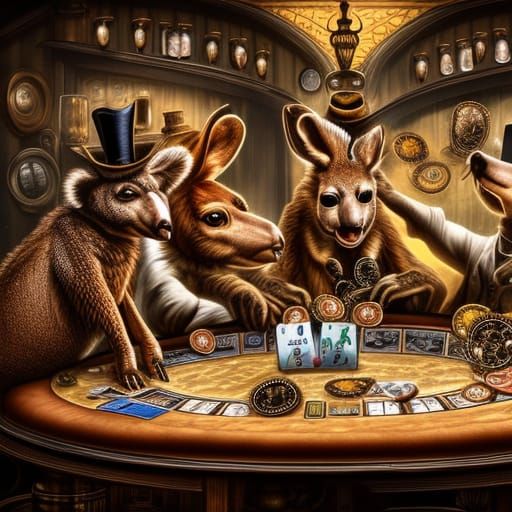 Steampunk Animals Play Poker in Australia