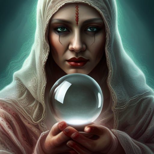Mystical Fortune Teller Reveals Future in Crystal Ball