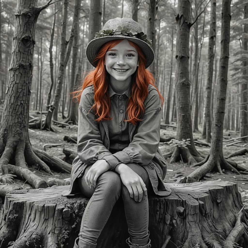Realistic Irish Girl Portrait in Forest
