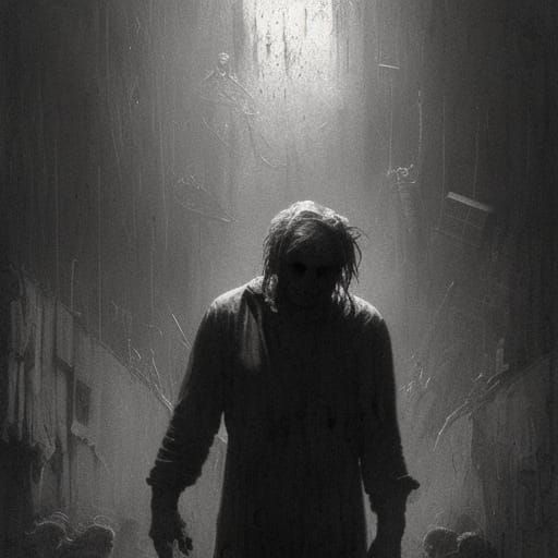 Menacing Michael Myers in Horror Art Style