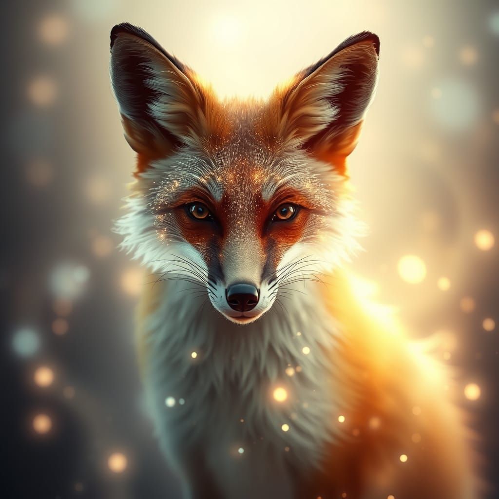 Ethereal Fox of Light in Futuristic Style