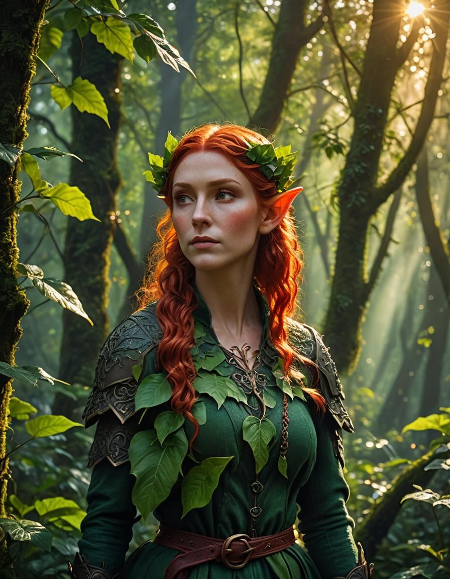 Enchanting Elf Portrait in Forest Glen