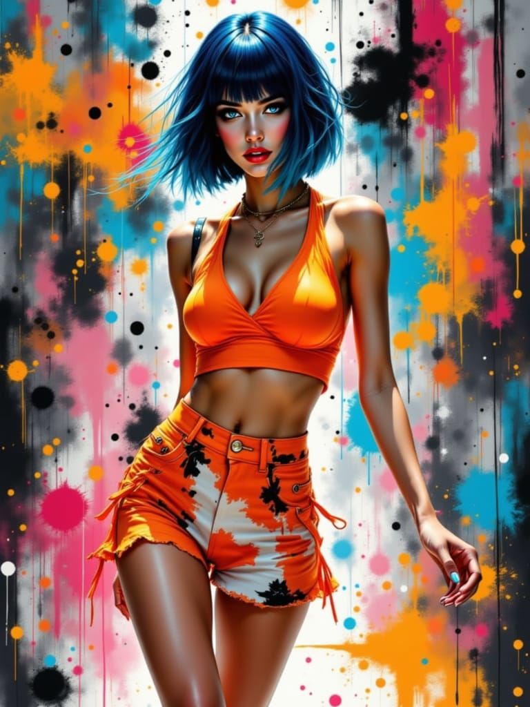 Electric Storm Goddess in Futuristic Fashion