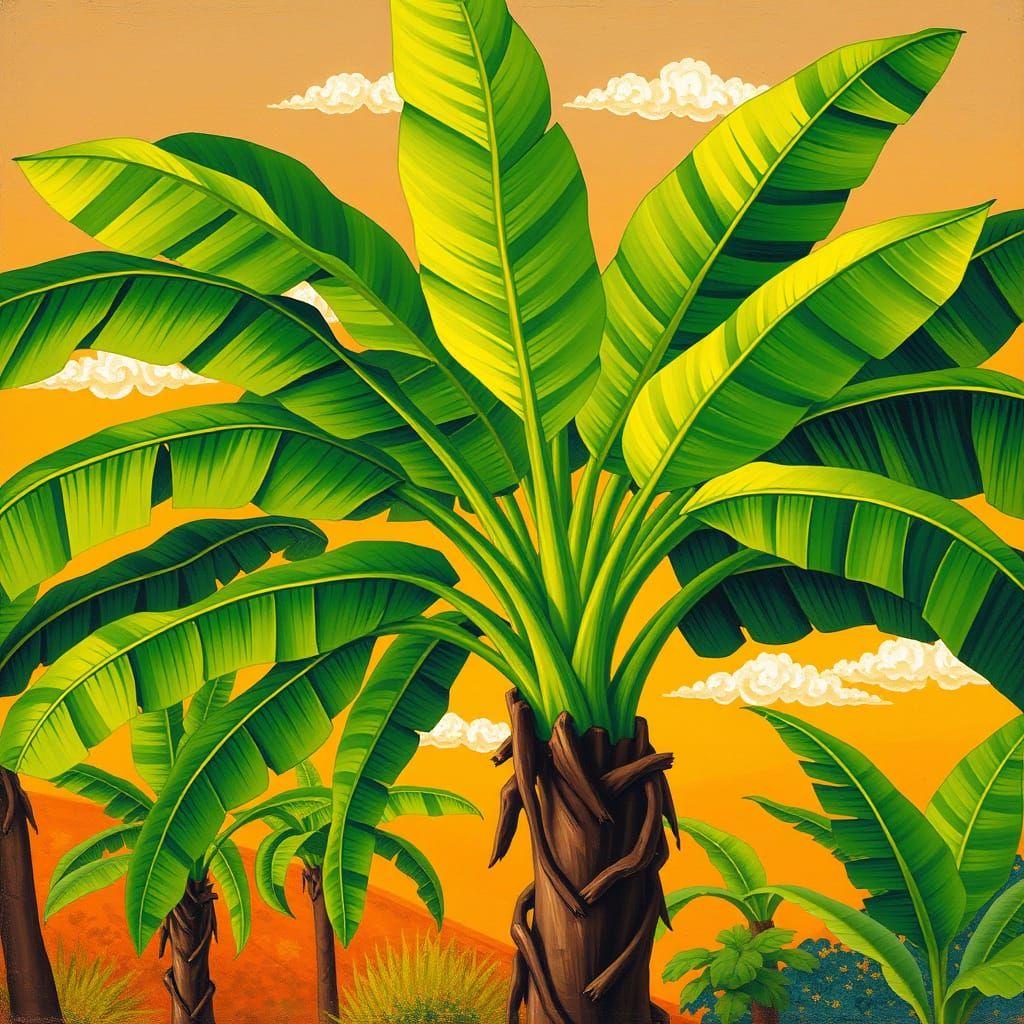 Lush Tropical Paradise in Naive Style