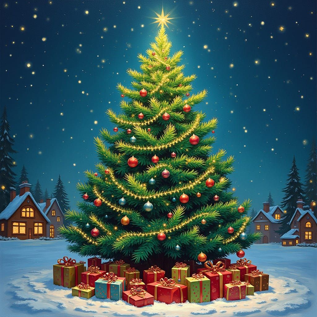 Whimsical Christmas Wonderland in Vibrant Colors