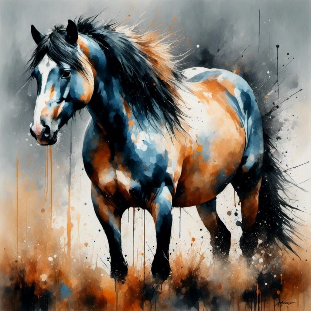 Wild Horse with Avian Ink Paint Effects