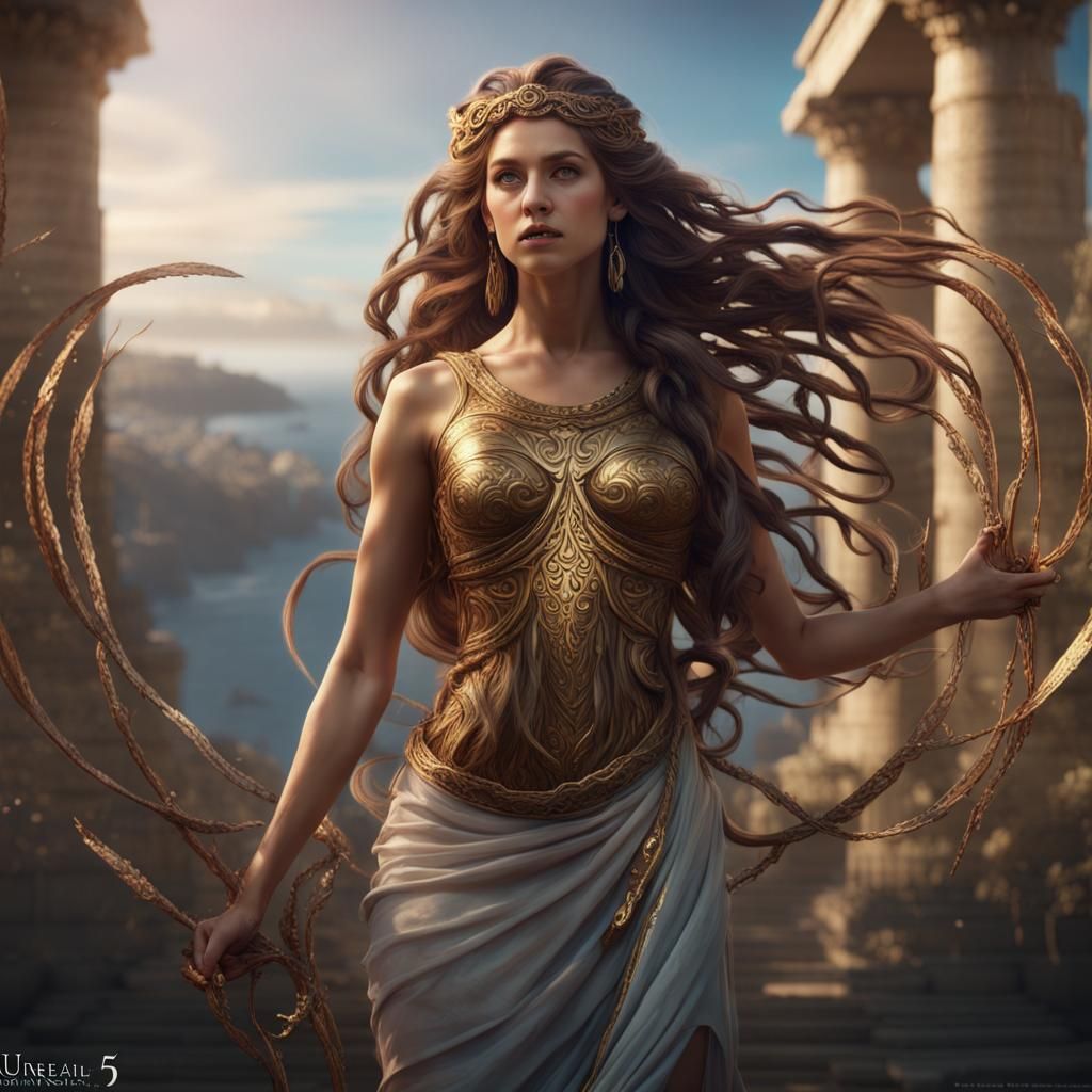 Greek Goddess with Hair Maze: Fantasy Concept Art