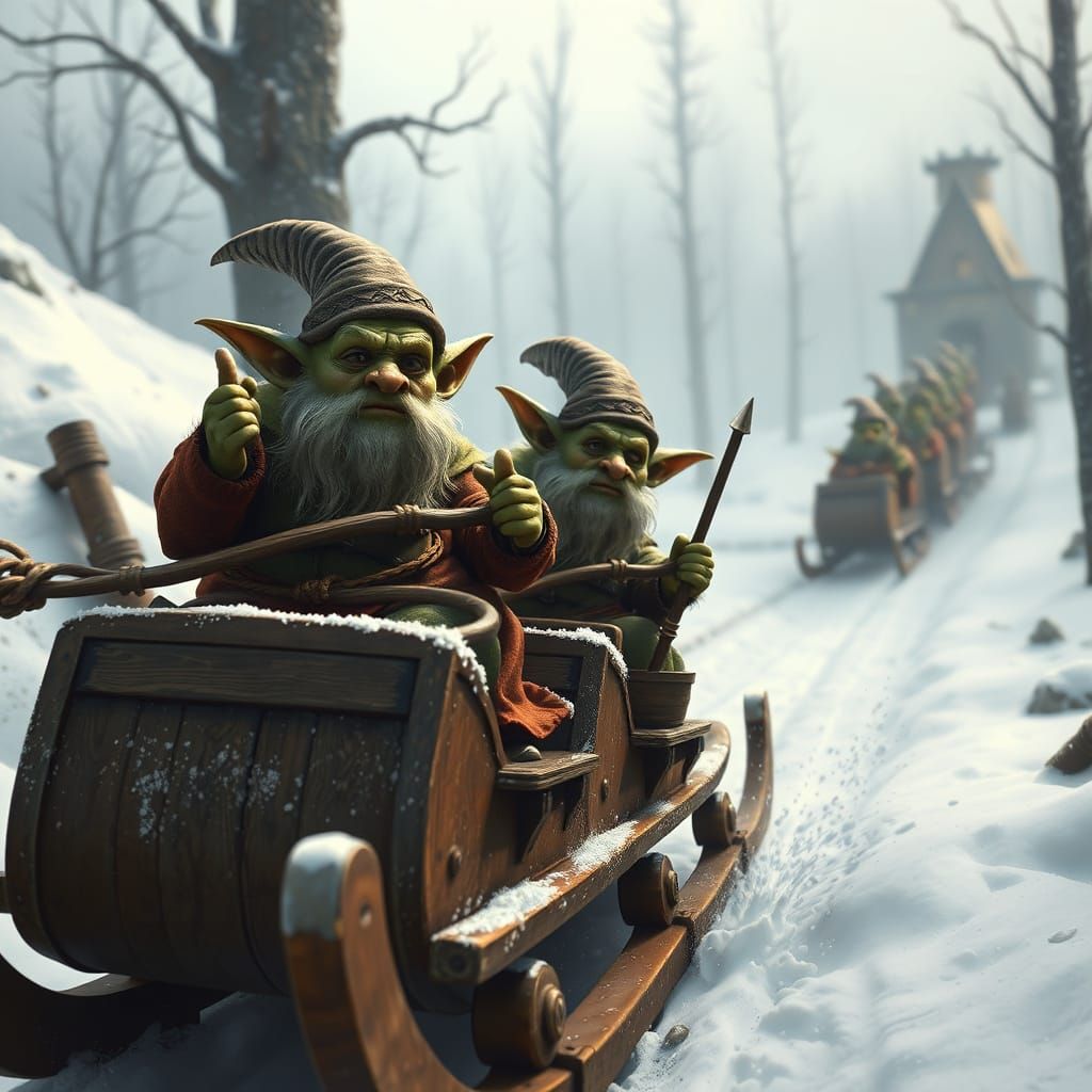 Goblins Ride an 18th-Century Ice Sled