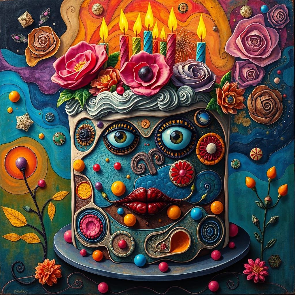 Surreal Birthday Cake in a Wild Style