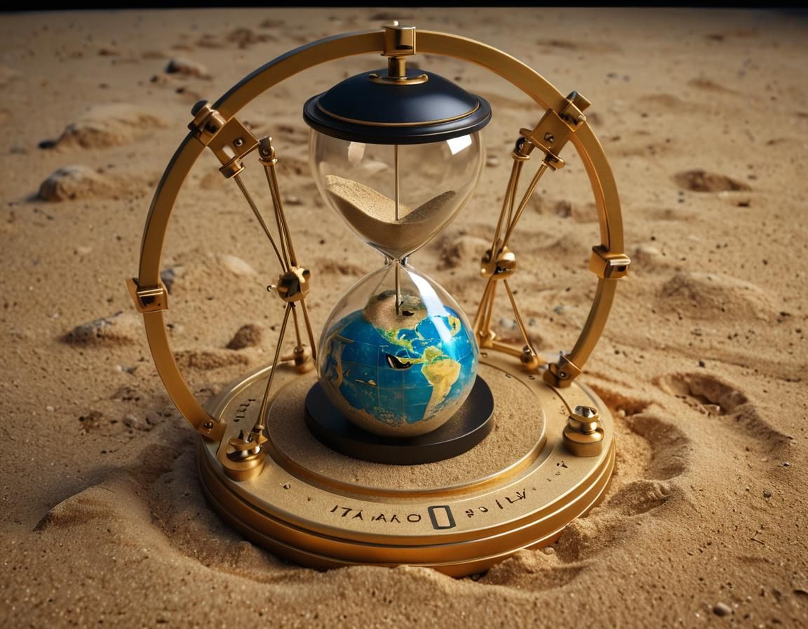 Earth Hourglass in Pop Art Style, Ship and Stars