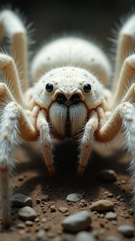 Albino Tarantula in Macro Detail: Hyper-Realistic Close-Up