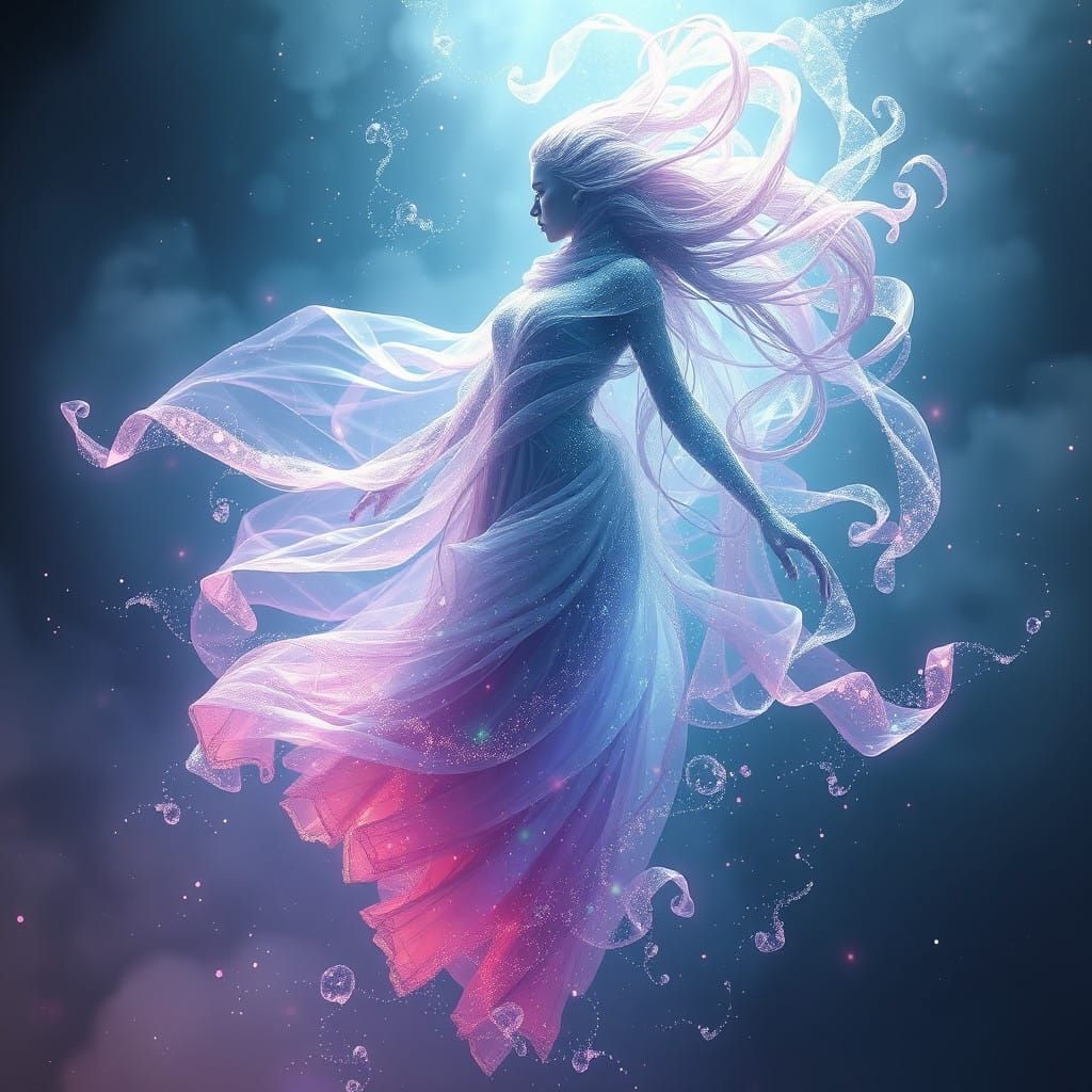 Ethereal Being Suspended in Luminous Dreamscape