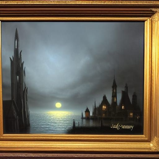 Night Scene in Oil Painting Style