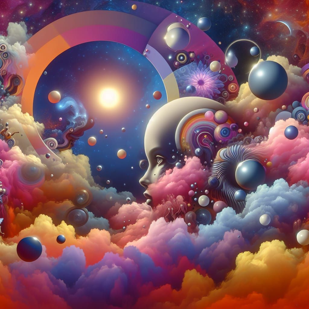 Bioluminescent Creatures in Distorted Cityscape