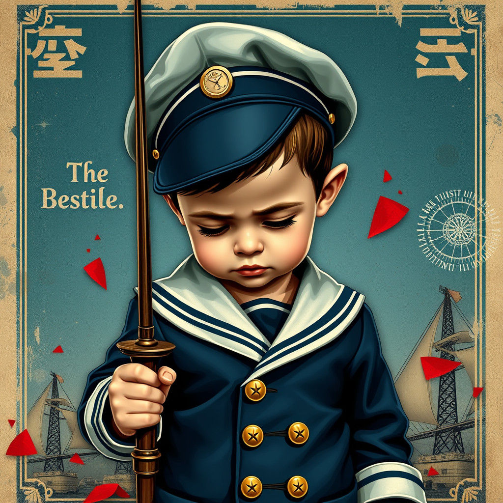 Child Sailor with Sword in Vintage Style