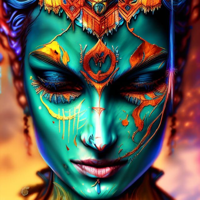Hyperrealistic Blue Krishna: Detailed Digital Painting