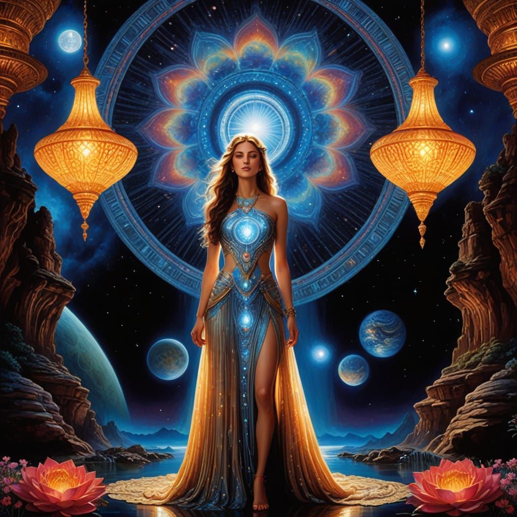 Enchanting Alien Goddess in Chandelier Dress