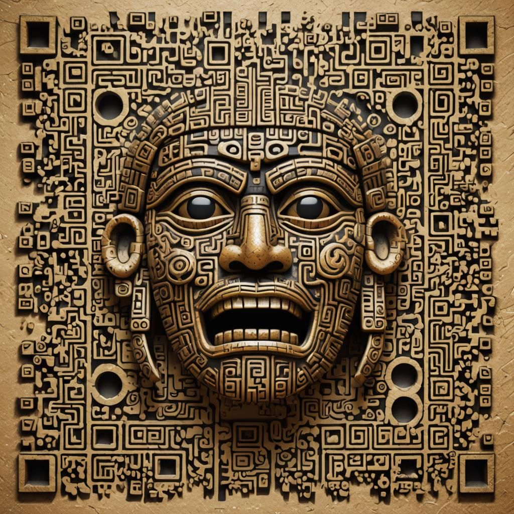 Aztec Glyph QR Code in 3D