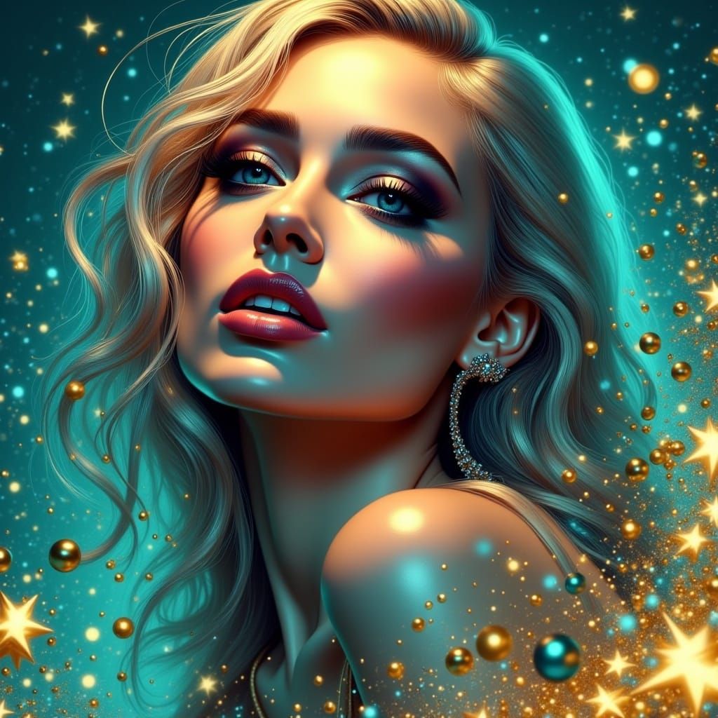 Elegant Woman in Lavish Christmascore Portrait