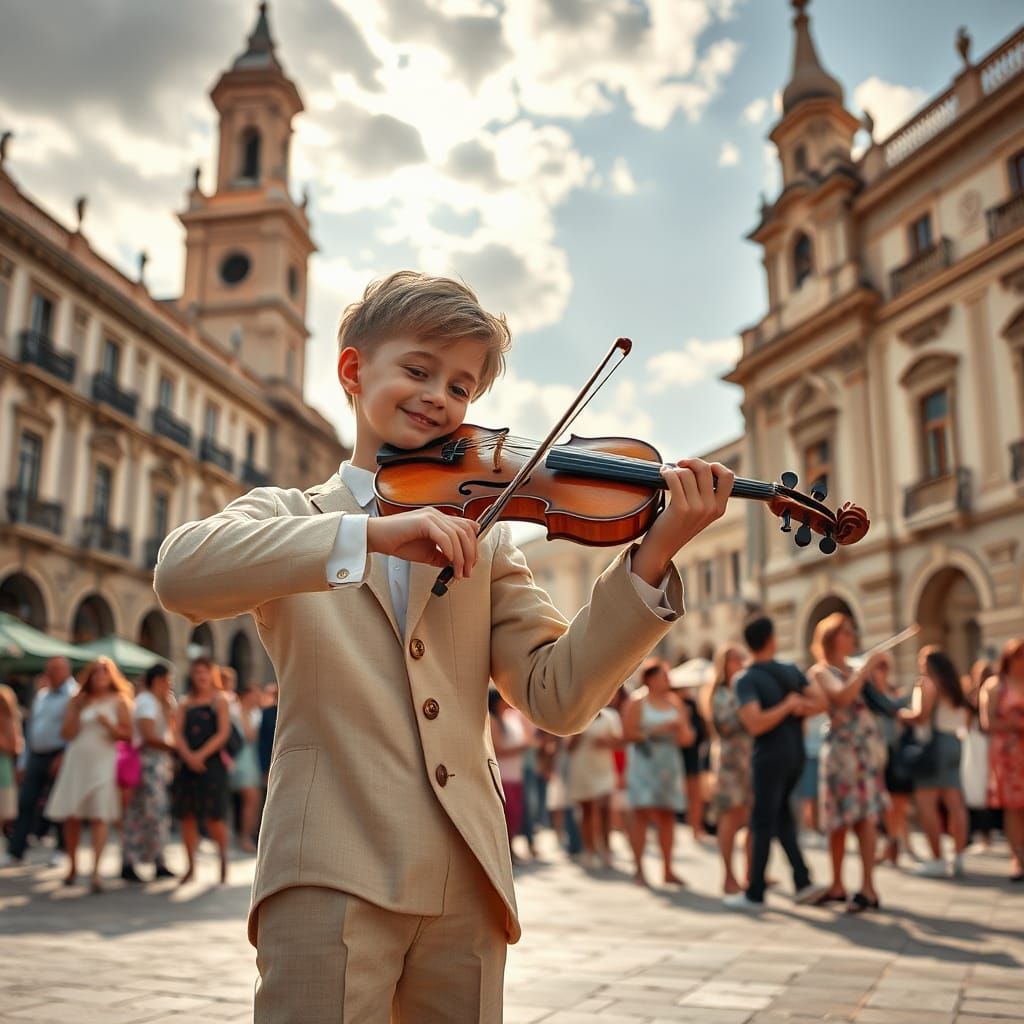 Boy Violinist's Angelic Music Charms Crowd