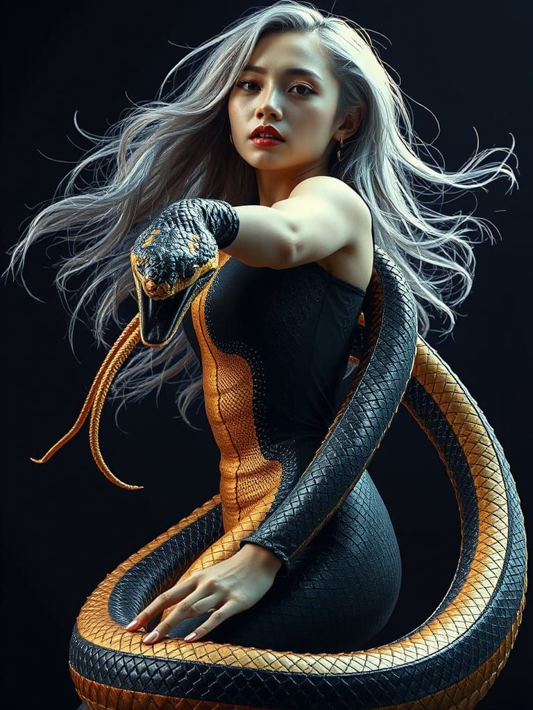 "Nagini" #5 (Hand-Puppeteer & Female Naga Kanya: guardians of the Dharma, symbolizing transformation and enlightenment, ...
