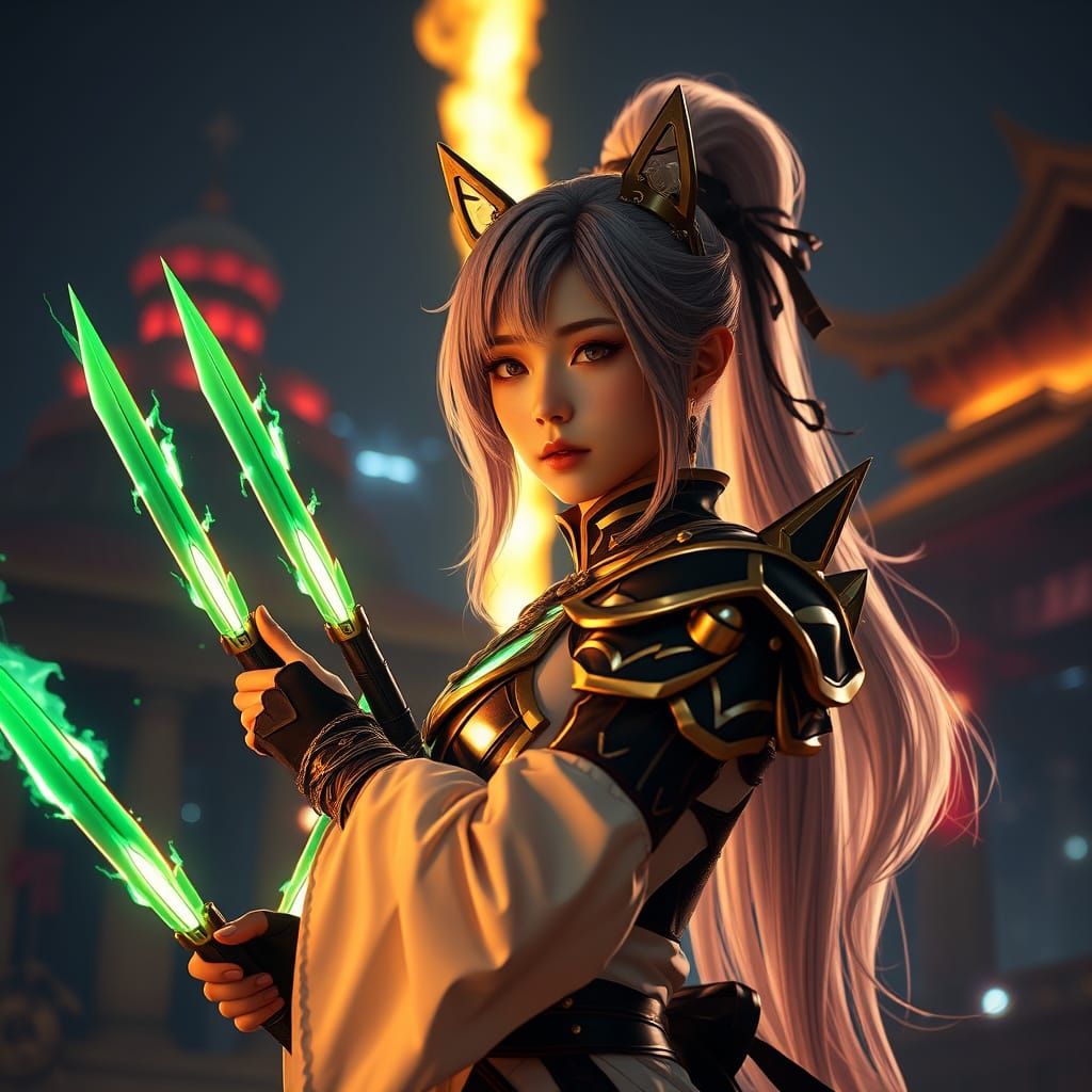 Stunning High-Fashion Portrait of Yae Miko in Elegant Diamon...