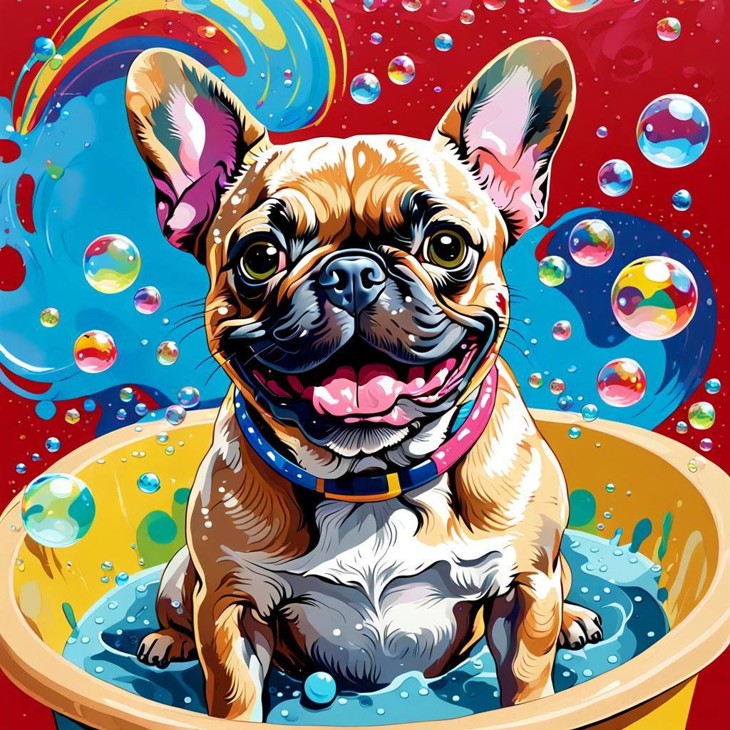 Joyful Bulldog in Pop Art Splatter Painting