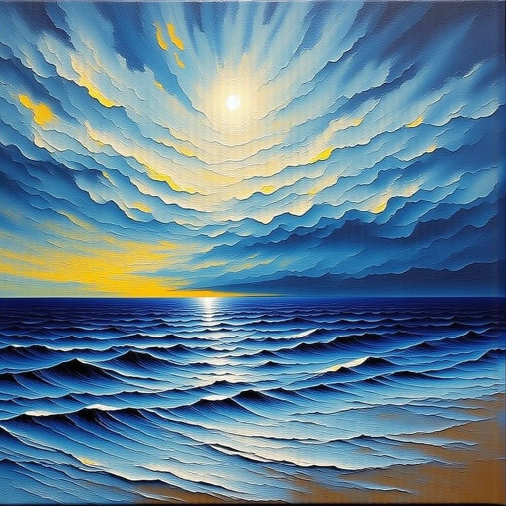 Stormy Seascape in Impasto Style