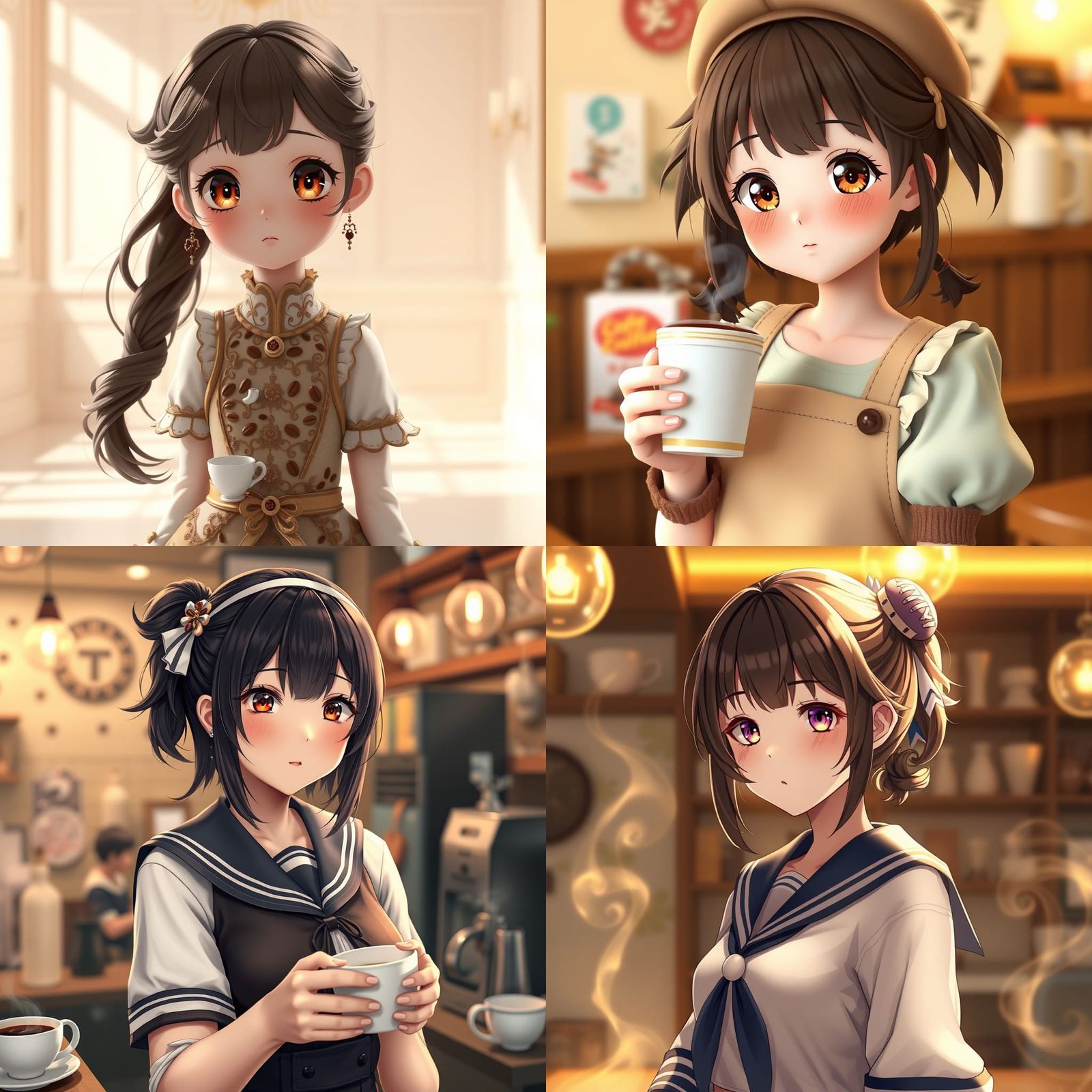 Hyper-Realistic Anime Girl Character Based on Coffee