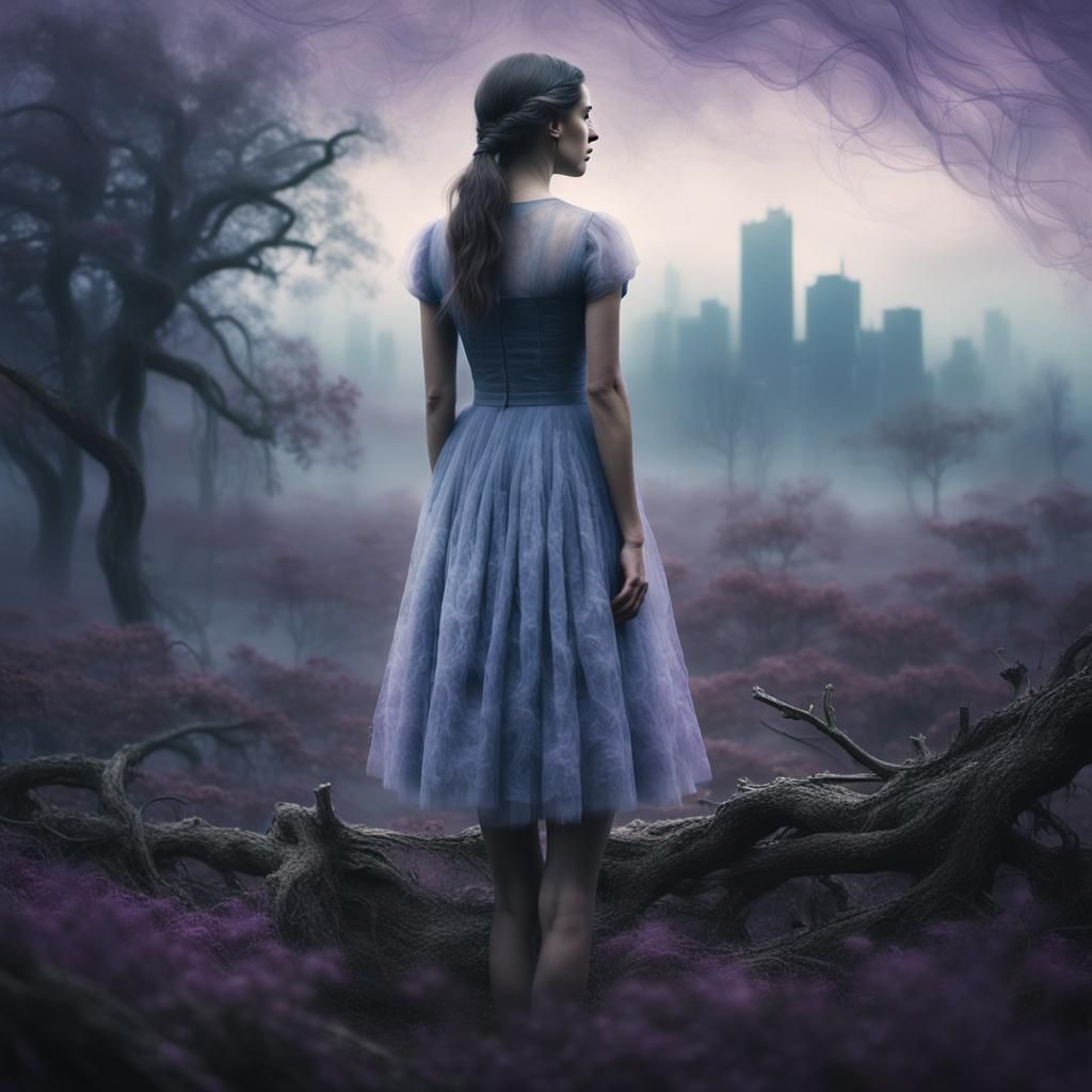 Ethereal Landscape of a Young Girl in Contemplation