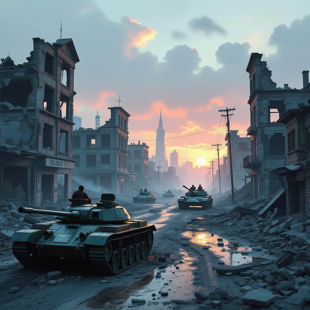 Dystopian Warscape of a Ruined City