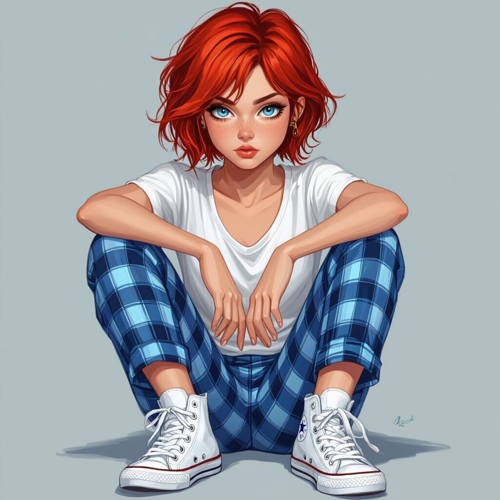 Emo Girl Portrait in Dynamic Lighting