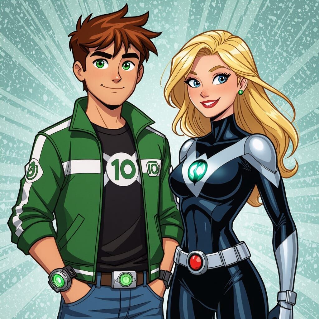 Ben 10 and Spider-Gwen as Comic Book Couple